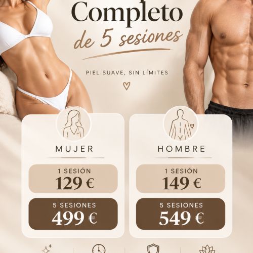 PACK LÁSER 5 SESIONES CUERPO COMPLETO CHICA