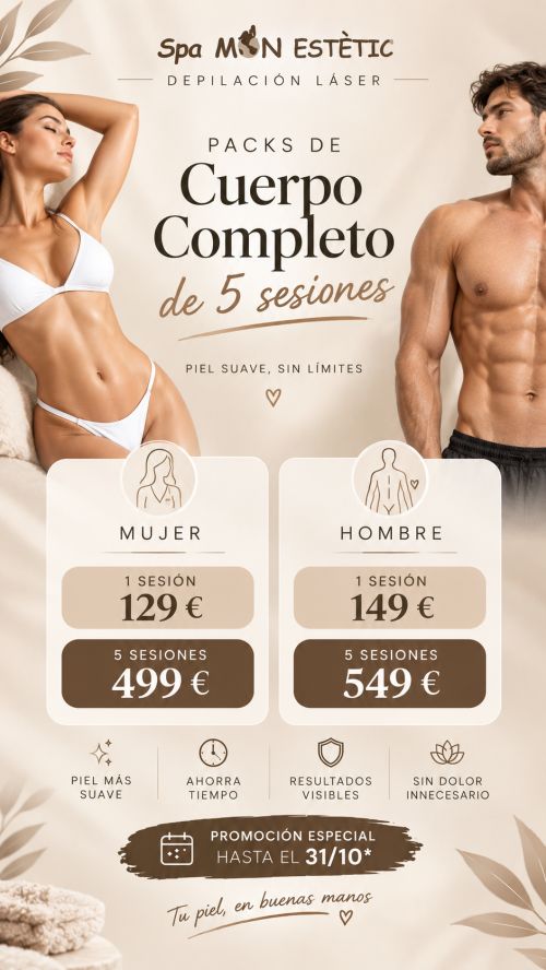 PACK LÁSER 5 SESIONES CUERPO COMPLETO CHICA